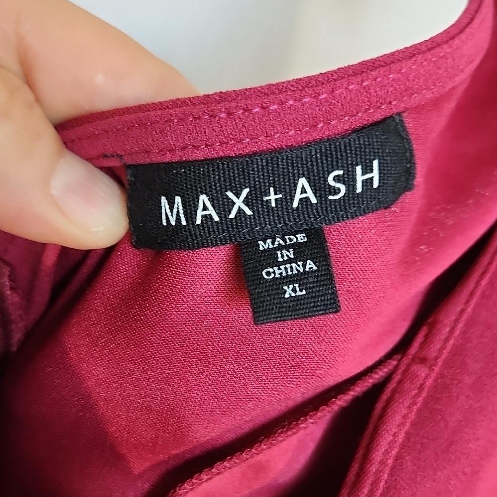 Max + Ash Burgundy V-Neck Mermaid Formal Gown Maxi Dress Size XL - Picture 2 of 7